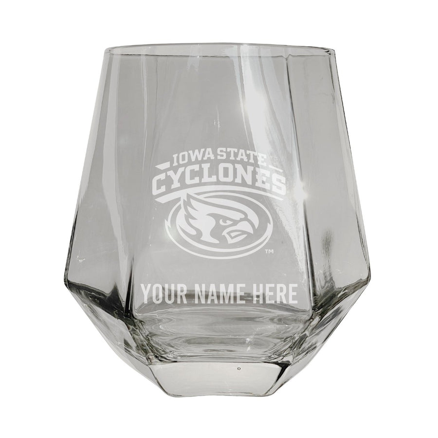 Iowa State Cyclones Customizable Stemless Diamond Wine Glass Engraved 10 oz Officially Licensed Collegiate Product Image 1