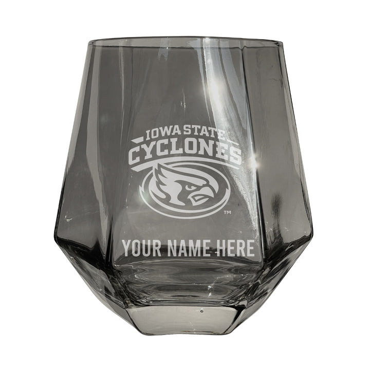 Iowa State Cyclones Customizable Stemless Diamond Wine Glass Engraved 10 oz Officially Licensed Collegiate Product Image 2