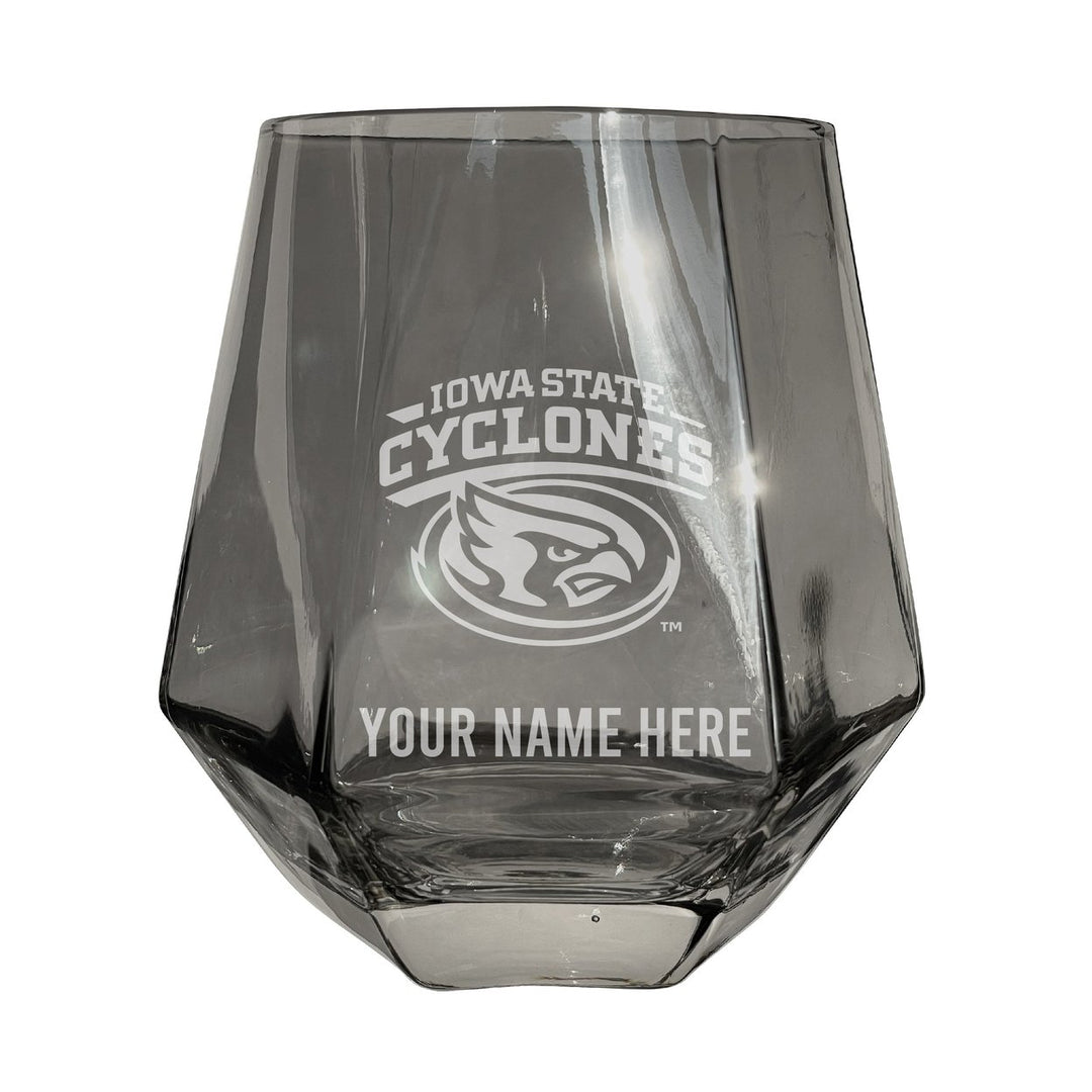 Iowa State Cyclones Customizable Stemless Diamond Wine Glass Engraved 10 oz Officially Licensed Collegiate Product Image 1