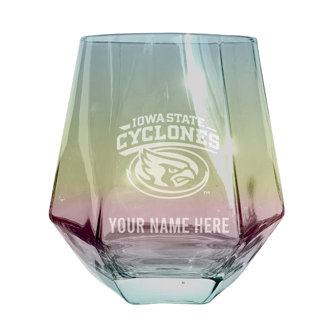 Iowa State Cyclones Customizable Stemless Diamond Wine Glass Engraved 10 oz Officially Licensed Collegiate Product Image 3