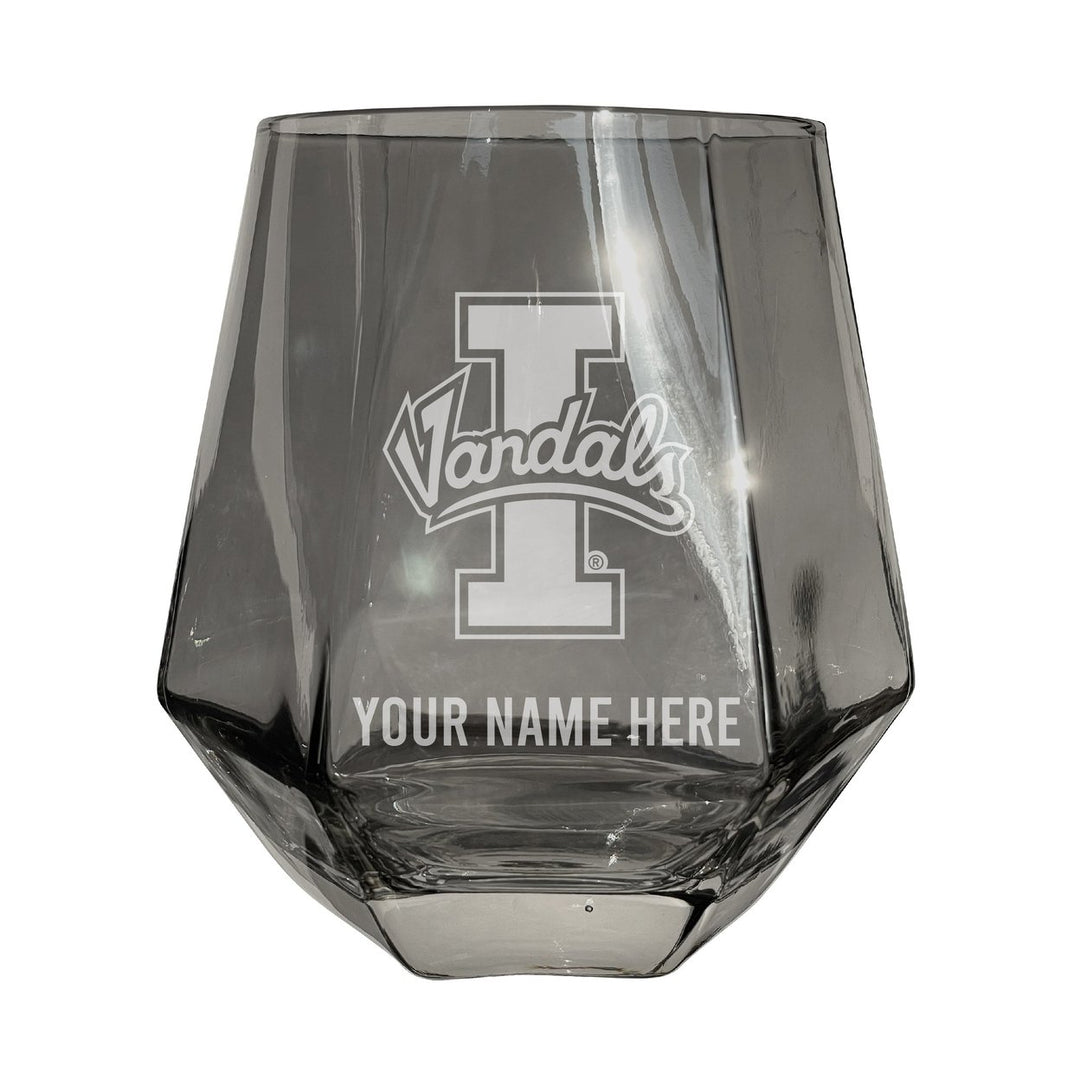 Idaho Vandals Customizable Stemless Diamond Wine Glass Engraved 10 oz Officially Licensed Collegiate Product Image 1