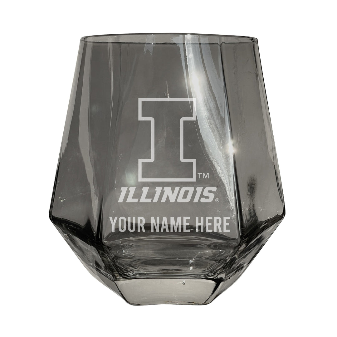 Illinois Fighting Illini Customizable Stemless Diamond Wine Glass Engraved 10 oz Officially Licensed Collegiate Product Image 3