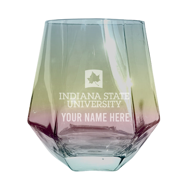 Indiana State University Customizable Stemless Diamond Wine Glass Engraved 10 oz Officially Licensed Collegiate Product Image 2