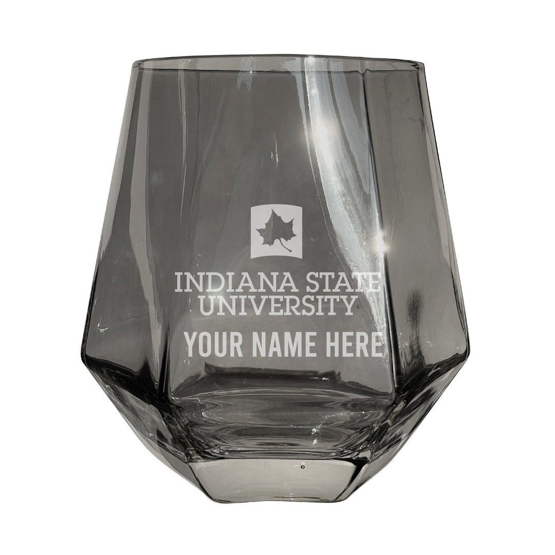 Indiana State University Customizable Stemless Diamond Wine Glass Engraved 10 oz Officially Licensed Collegiate Product Image 3