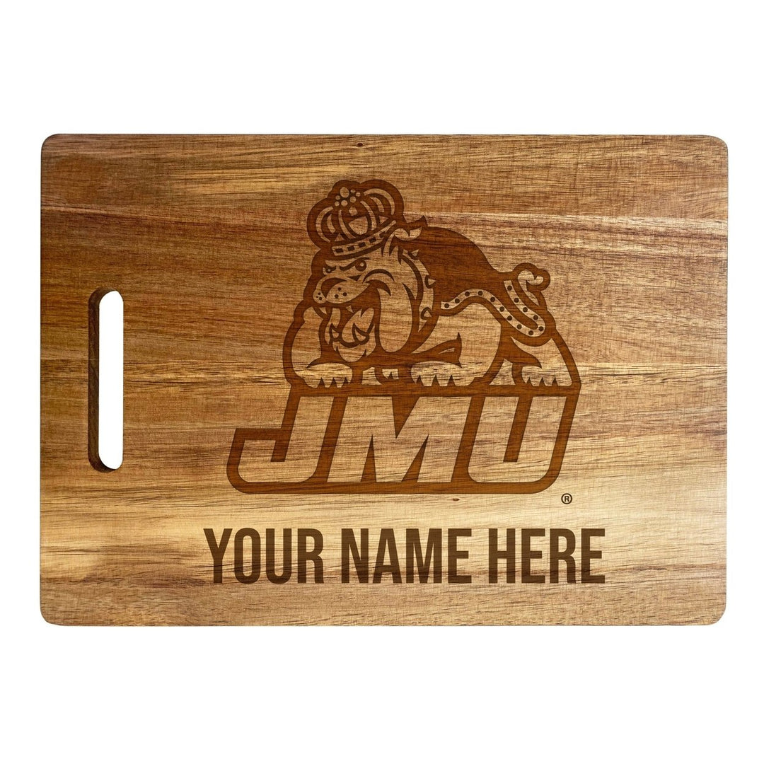 James Madison Dukes Customizable Engraved Wooden Cutting Board 10" x 14" Acacia Wood Officially Licensed Collegiate Image 2