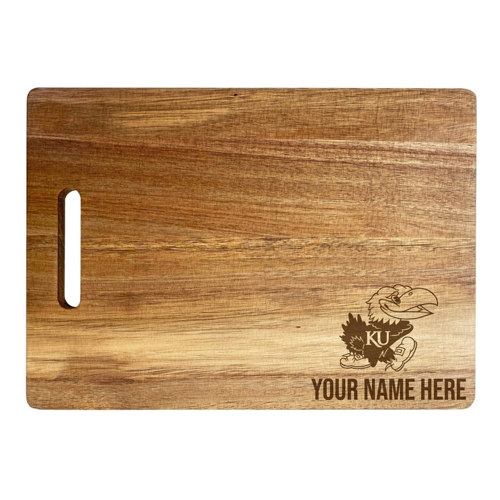 Kansas Jayhawks Customizable Engraved Wooden Cutting Board 10" x 14" Acacia Wood Officially Licensed Collegiate Product Image 1