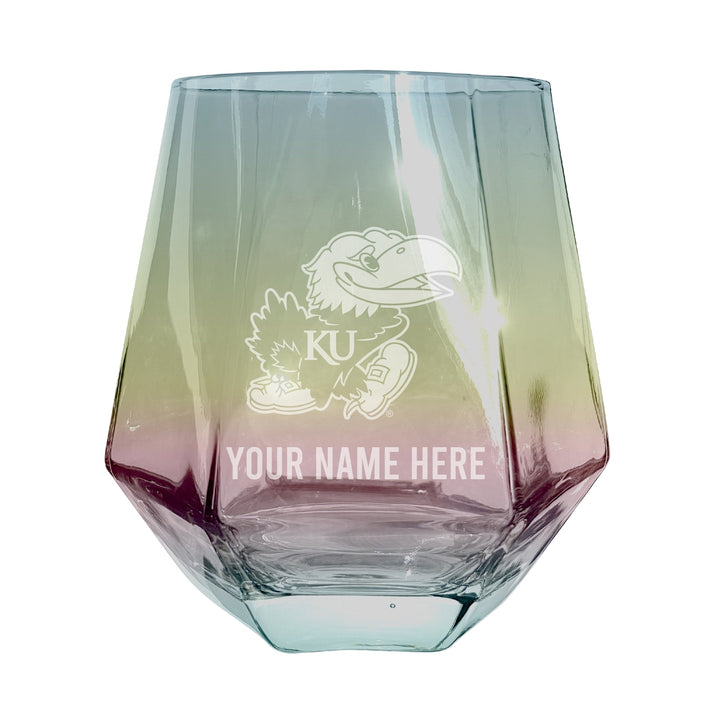 Kansas Jayhawks Customizable Stemless Diamond Wine Glass Engraved 10 oz Officially Licensed Collegiate Product Image 2