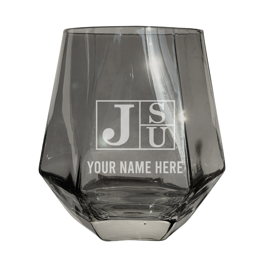 Jackson State University Customizable Stemless Diamond Wine Glass Engraved 10 oz Officially Licensed Collegiate Product Image 1