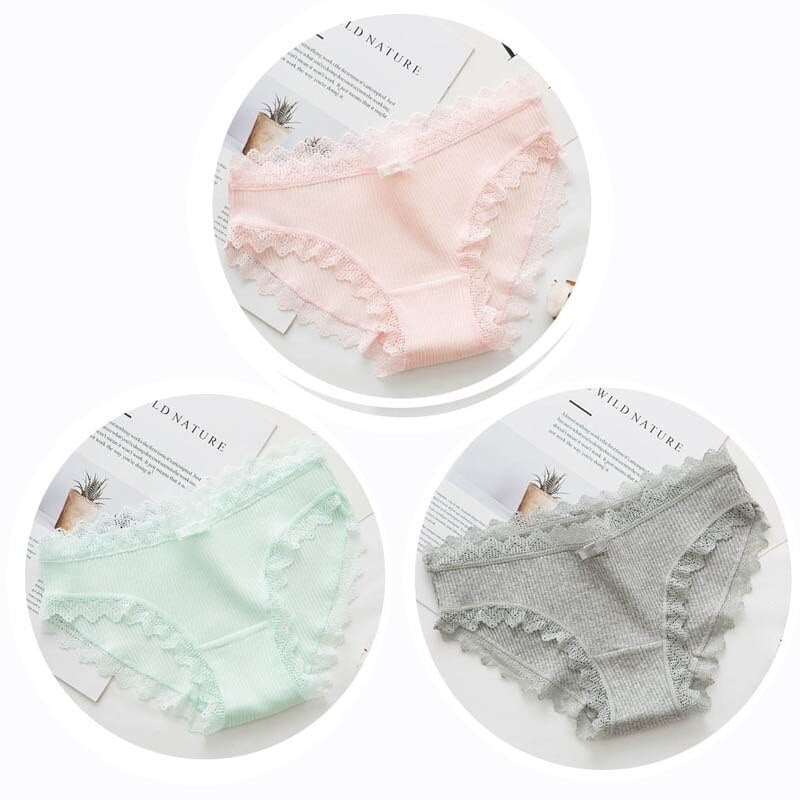 Women Fashion 3pcs Lace Panties Underwear Seamless Cute Bow Briefs Soft Comfort Lingerie Female Underpant Image 8