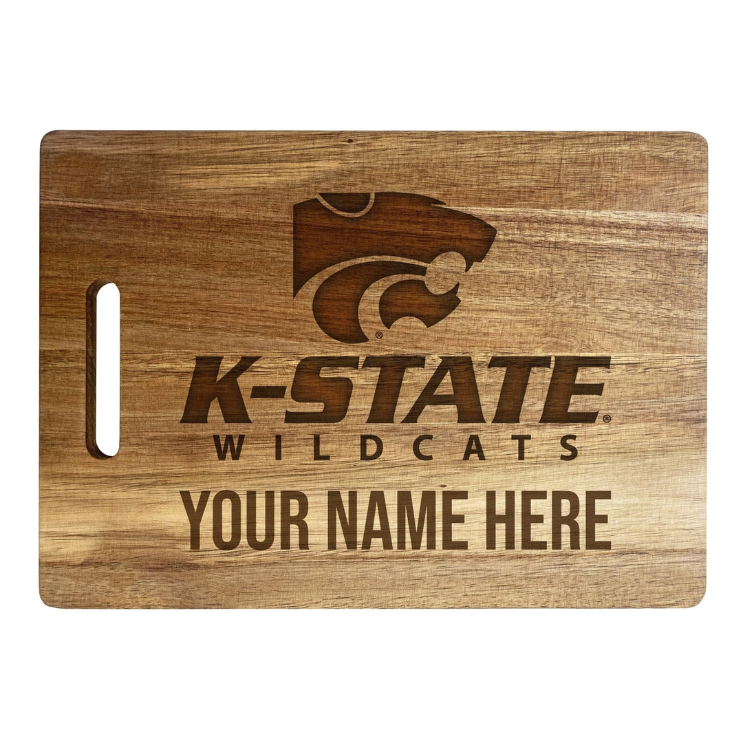 Kansas State Wildcats Customizable Engraved Wooden Cutting Board 10" x 14" Acacia Wood Officially Licensed Collegiate Image 1