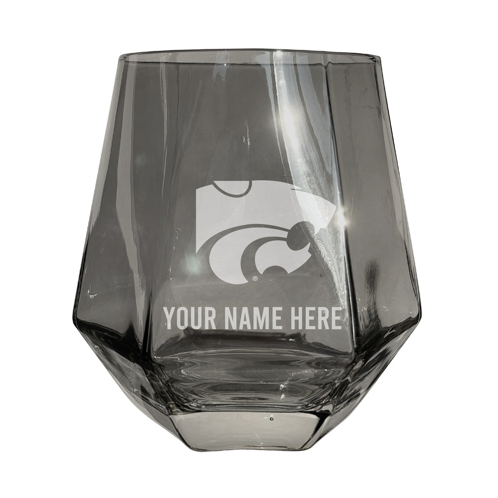 Kansas State Wildcats Customizable Stemless Diamond Wine Glass Engraved 10 oz Officially Licensed Collegiate Product Image 2