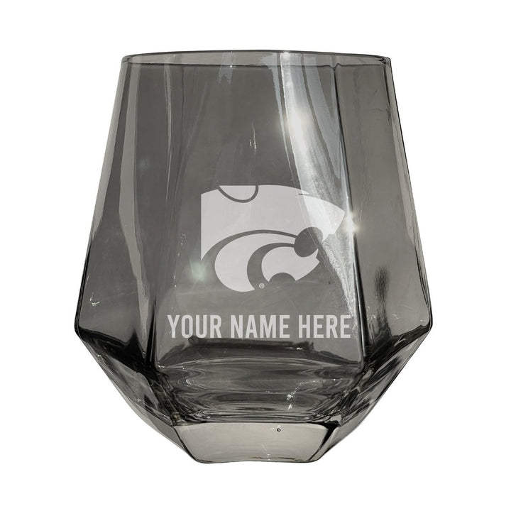 Kansas State Wildcats Customizable Stemless Diamond Wine Glass Engraved 10 oz Officially Licensed Collegiate Product Image 1