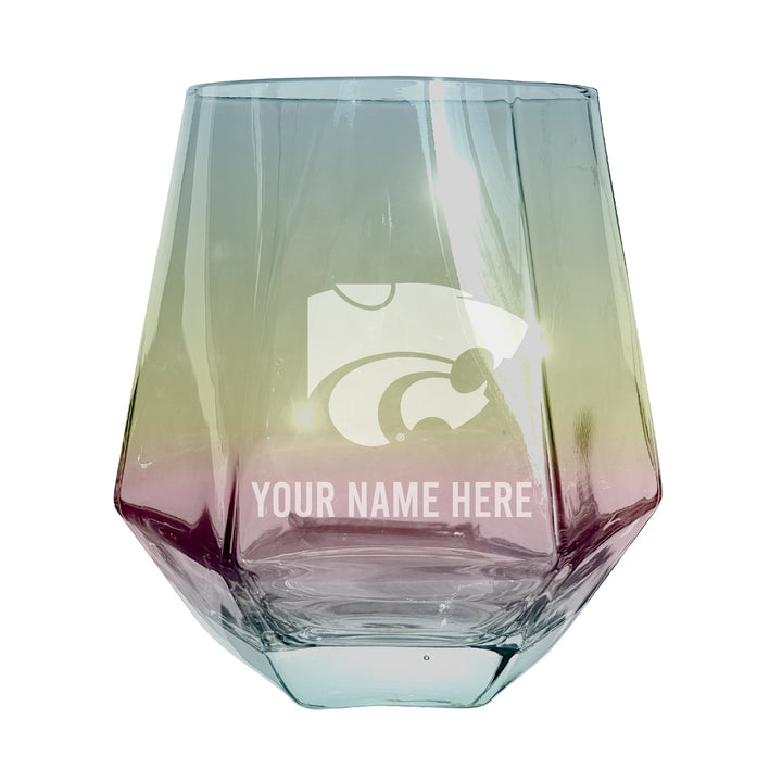 Kansas State Wildcats Customizable Stemless Diamond Wine Glass Engraved 10 oz Officially Licensed Collegiate Product Image 3