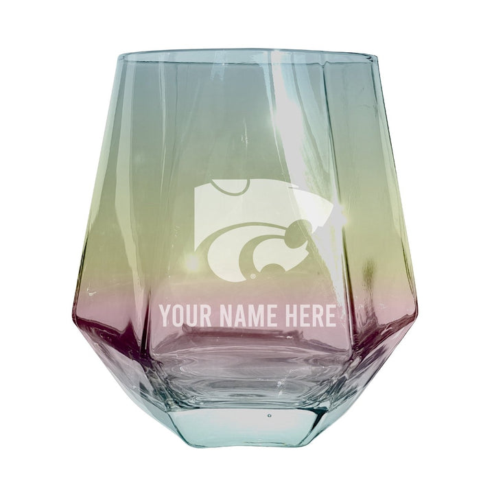 Kansas State Wildcats Customizable Stemless Diamond Wine Glass Engraved 10 oz Officially Licensed Collegiate Product Image 1