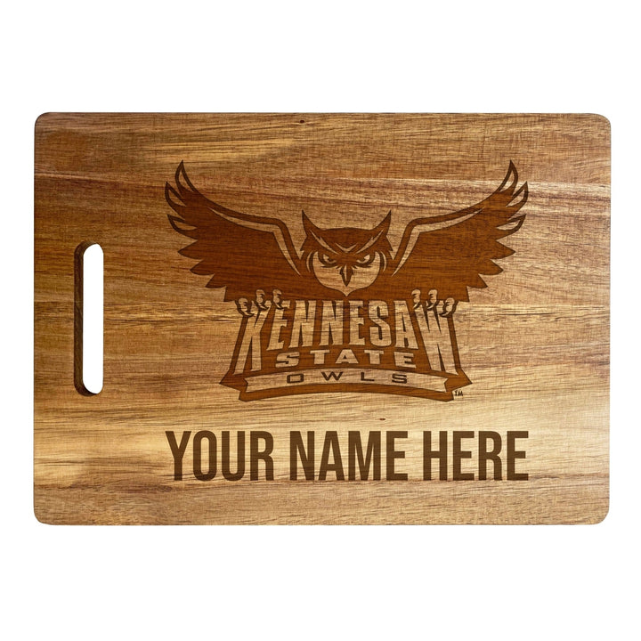 Kennesaw State University Customizable Engraved Wooden Cutting Board 10" x 14" Acacia Wood Officially Licensed Image 1