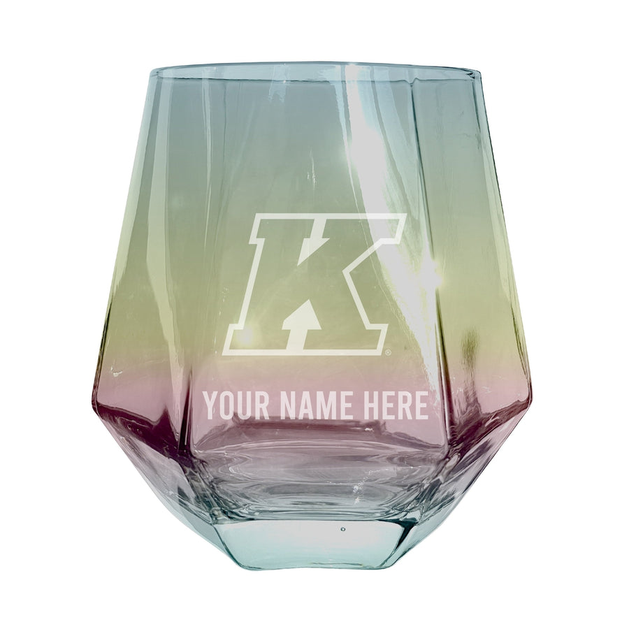 Kent State University Customizable Stemless Diamond Wine Glass Engraved 10 oz Officially Licensed Collegiate Product Image 1