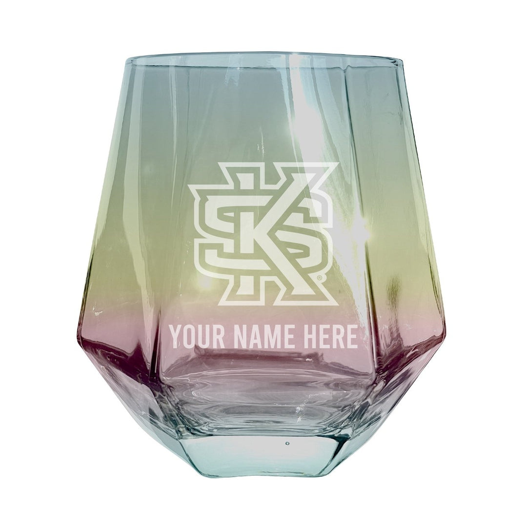 Kennesaw State University Customizable Stemless Diamond Wine Glass Engraved 10 oz Officially Licensed Collegiate Product Image 1