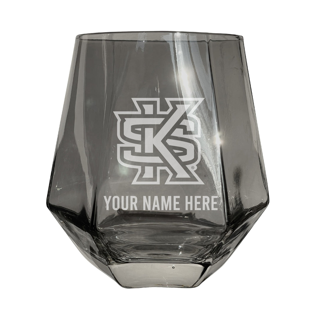 Kennesaw State University Customizable Stemless Diamond Wine Glass Engraved 10 oz Officially Licensed Collegiate Product Image 2