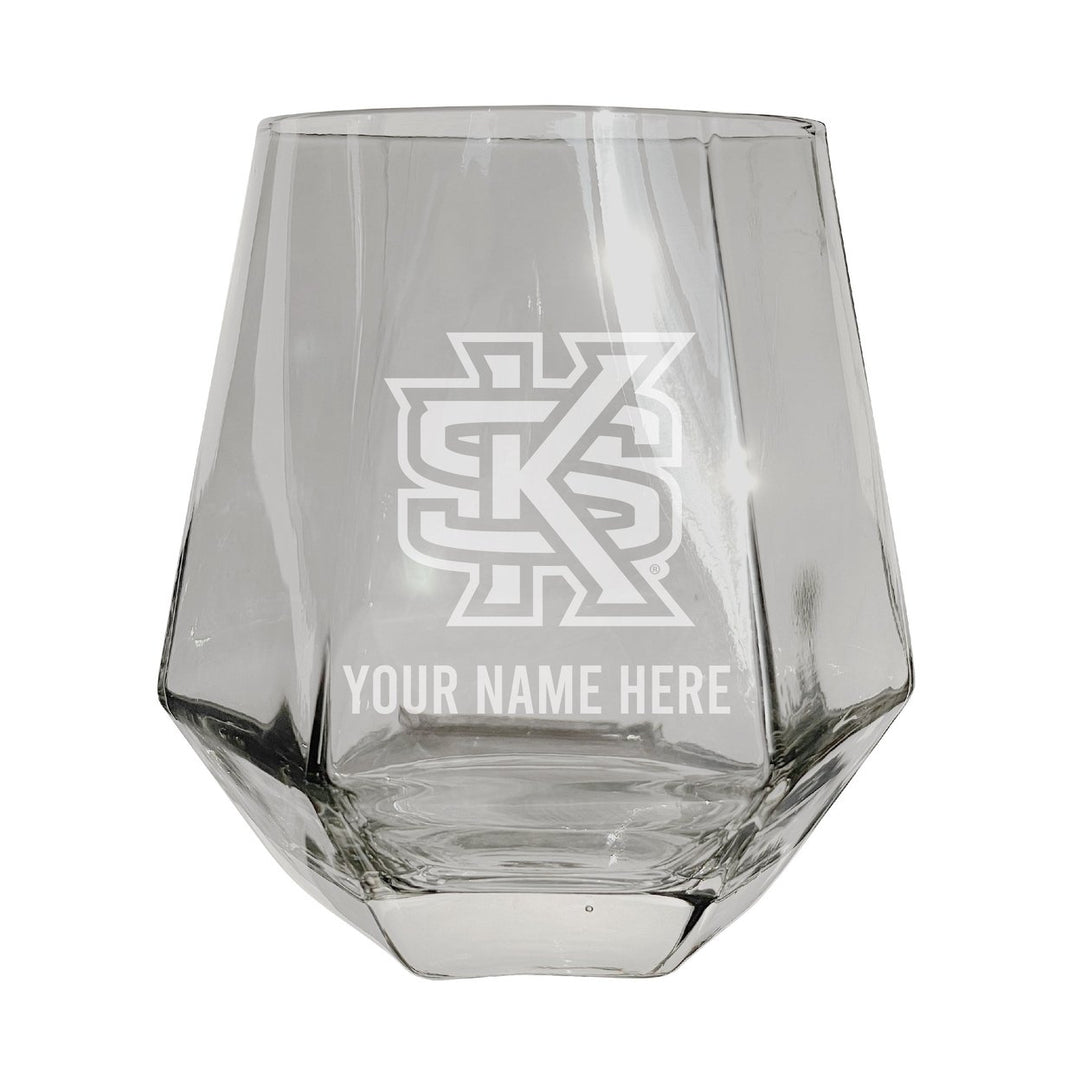 Kennesaw State University Customizable Stemless Diamond Wine Glass Engraved 10 oz Officially Licensed Collegiate Product Image 3