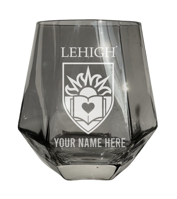 Lehigh University Mountain Hawks Customizable Stemless Diamond Wine Glass Engraved 10 oz Officially Licensed Collegiate Image 1