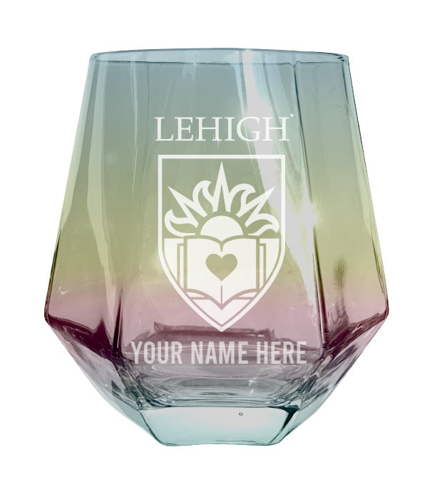 Lehigh University Mountain Hawks Customizable Stemless Diamond Wine Glass Engraved 10 oz Officially Licensed Collegiate Image 2