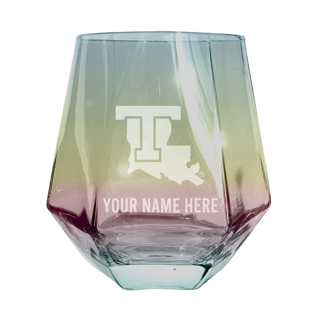 Louisiana Tech Bulldogs Customizable Stemless Diamond Wine Glass Engraved 10 oz Officially Licensed Collegiate Product Image 1