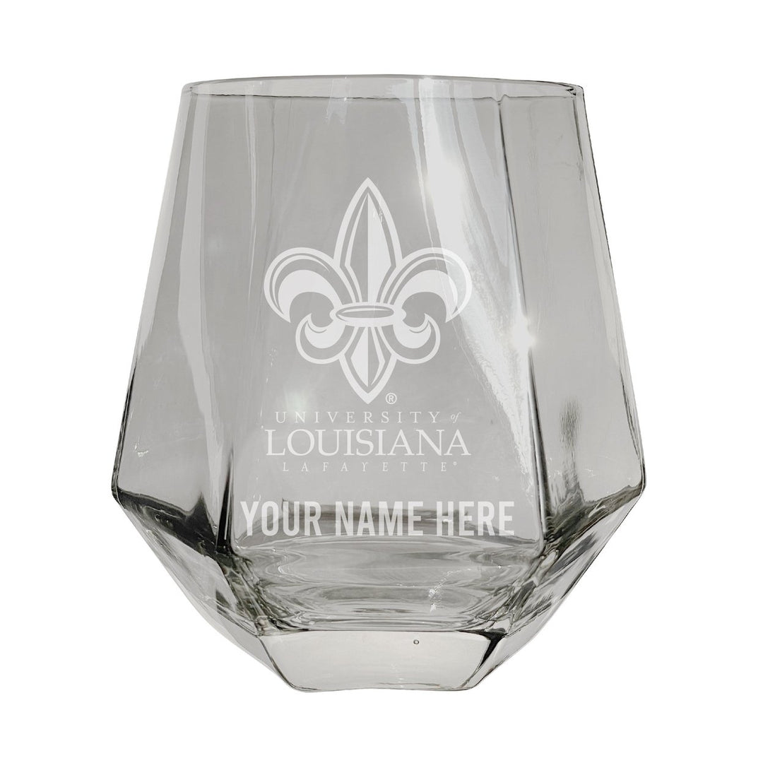 Louisiana at Lafayette Customizable Stemless Diamond Wine Glass Engraved 10 oz Officially Licensed Collegiate Product Image 3