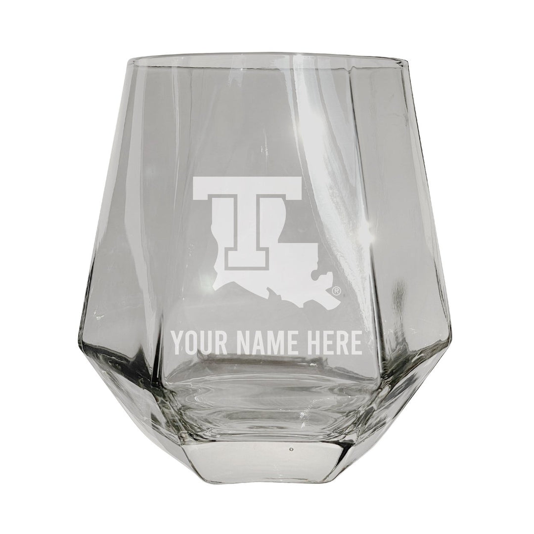 Louisiana Tech Bulldogs Customizable Stemless Diamond Wine Glass Engraved 10 oz Officially Licensed Collegiate Product Image 2