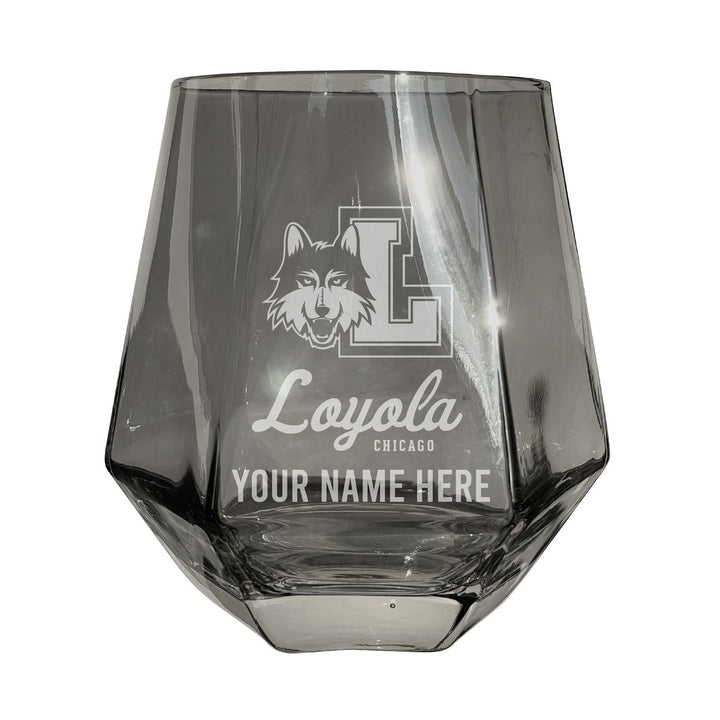 Loyola University Ramblers Customizable Stemless Diamond Wine Glass Engraved 10 oz Officially Licensed Collegiate Image 3