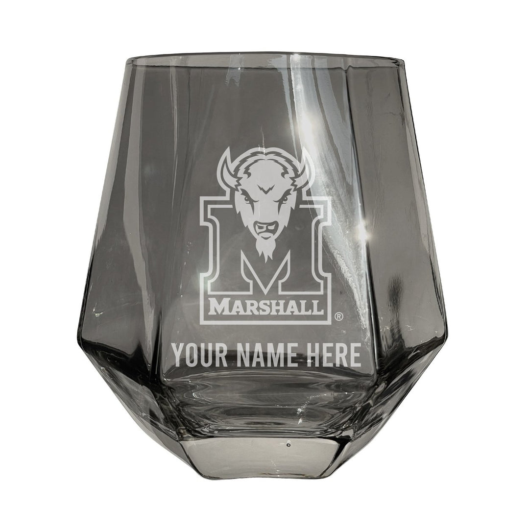 Marshall Thundering Herd Customizable Stemless Diamond Wine Glass Engraved 10 oz Officially Licensed Collegiate Product Image 3