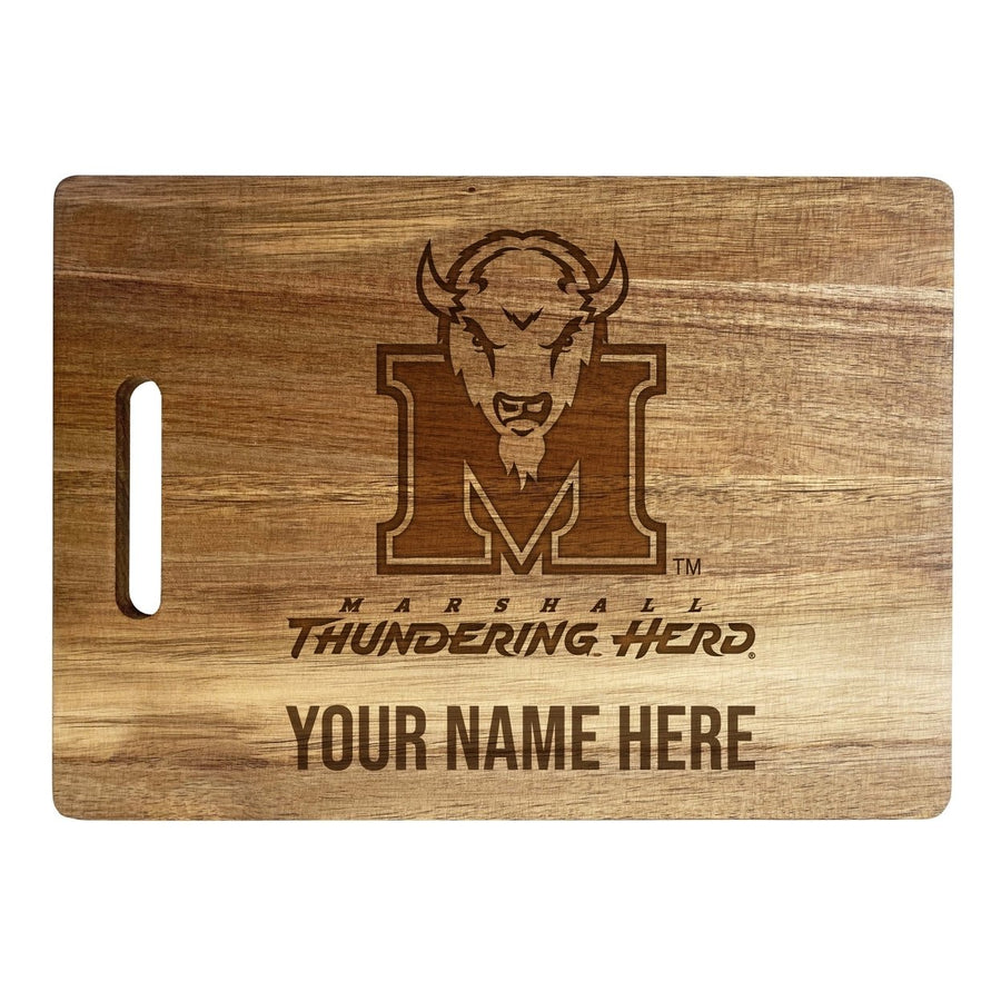 Marshall Thundering Herd Customizable Engraved Wooden Cutting Board 10" x 14" Acacia Wood Officially Licensed Collegiate Image 1