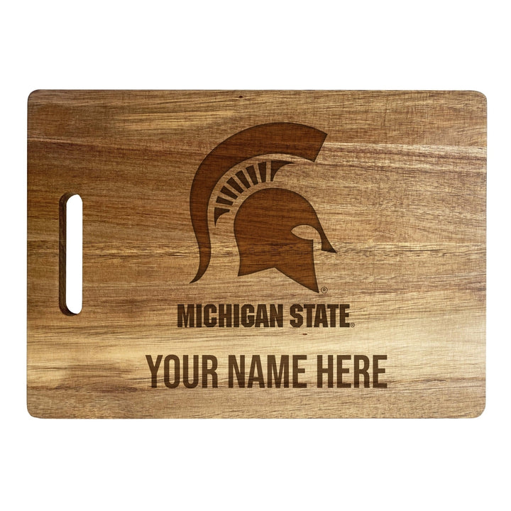 Michigan State Spartans Customizable Engraved Wooden Cutting Board 10" x 14" Acacia Wood Officially Licensed Collegiate Image 1