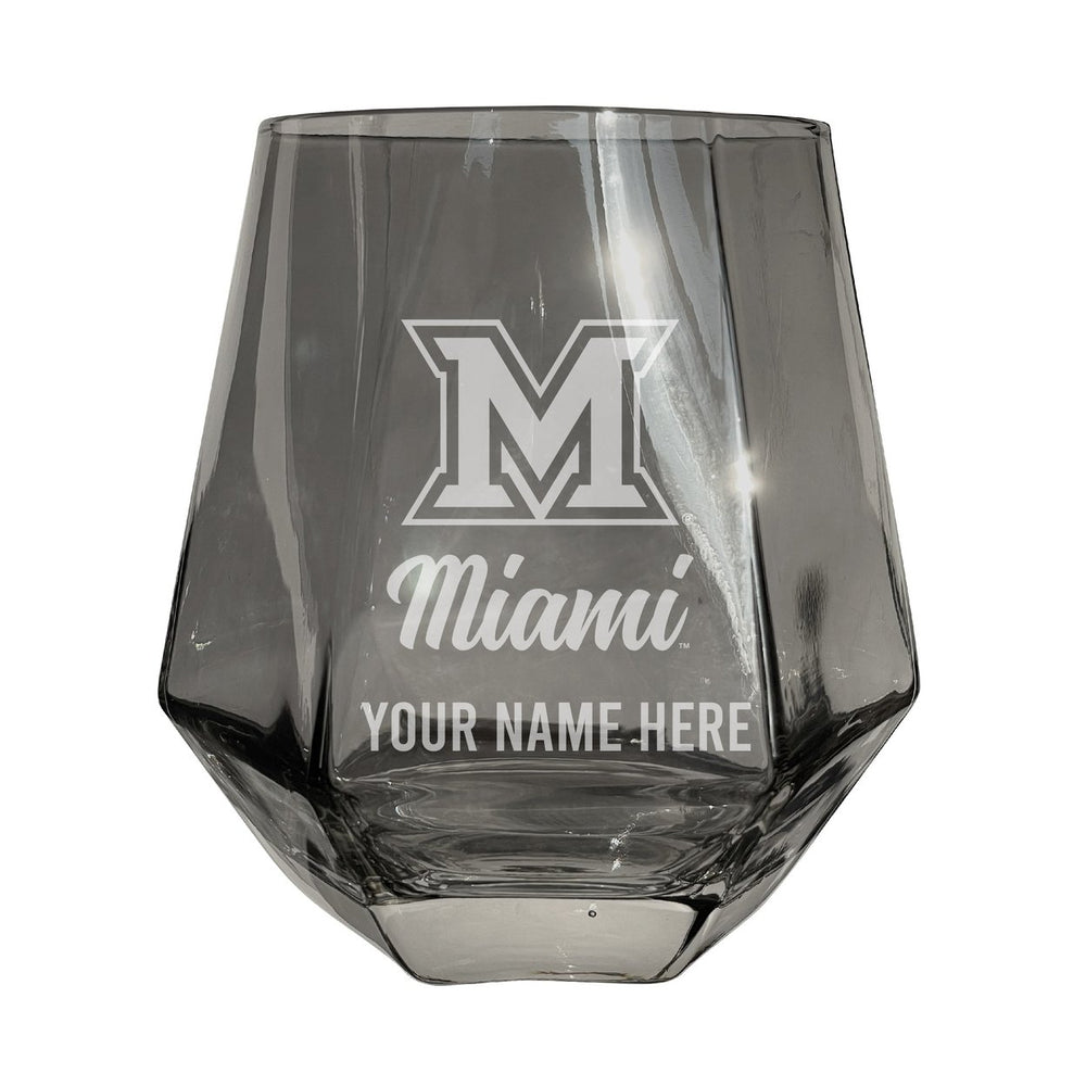 Miami University of Ohio Customizable Stemless Diamond Wine Glass Engraved 10 oz Officially Licensed Collegiate Product Image 2