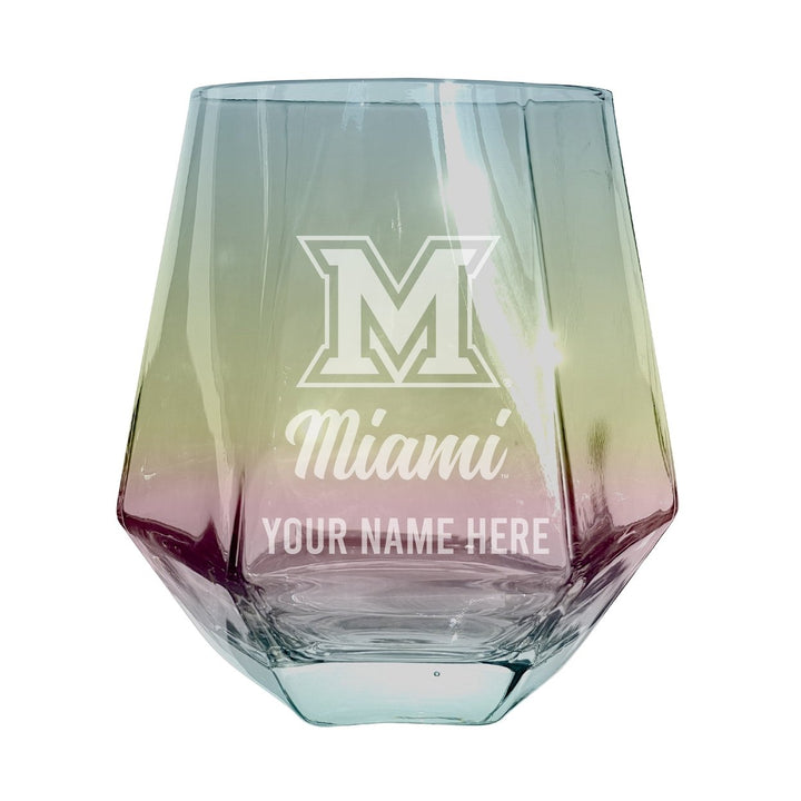 Miami University of Ohio Customizable Stemless Diamond Wine Glass Engraved 10 oz Officially Licensed Collegiate Product Image 3