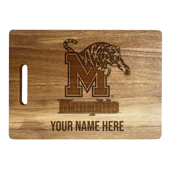 Memphis Tigers Customizable Engraved Wooden Cutting Board 10" x 14" Acacia Wood Officially Licensed Collegiate Product Image 1