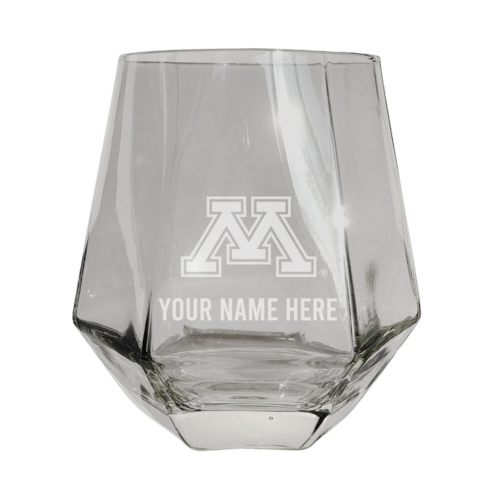 Minnesota Gophers Customizable Stemless Diamond Wine Glass Engraved 10 oz Officially Licensed Collegiate Product Image 1