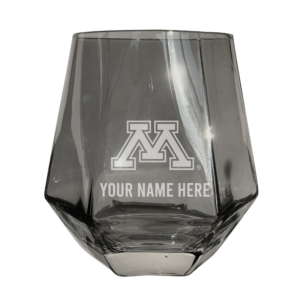 Minnesota Gophers Customizable Stemless Diamond Wine Glass Engraved 10 oz Officially Licensed Collegiate Product Image 2