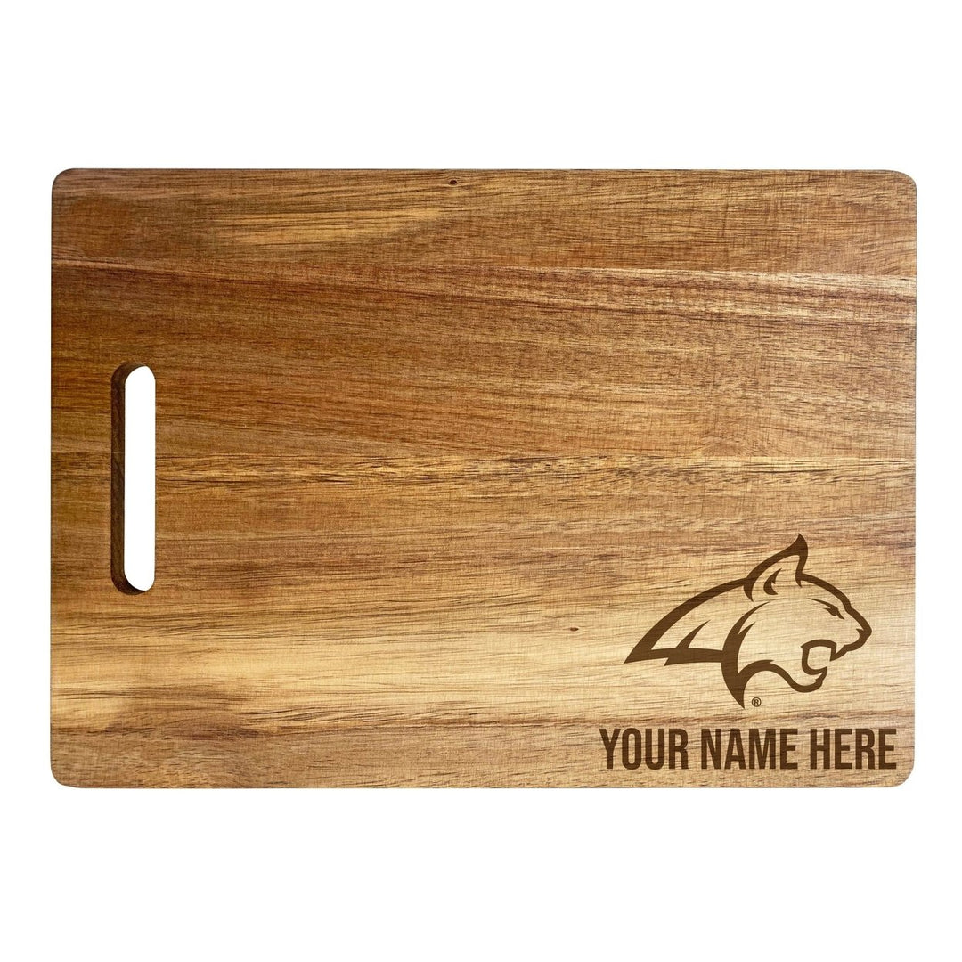 Montana State Bobcats Customizable Engraved Wooden Cutting Board 10" x 14" Acacia Wood Officially Licensed Collegiate Image 1