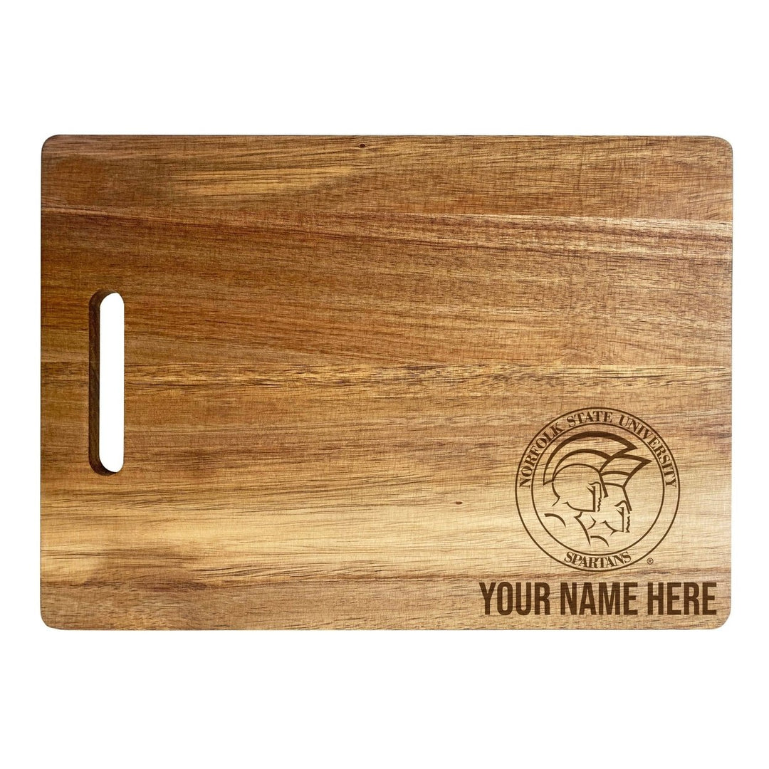 Norfolk State University Customizable Engraved Wooden Cutting Board 10" x 14" Acacia Wood Officially Licensed Collegiate Image 1