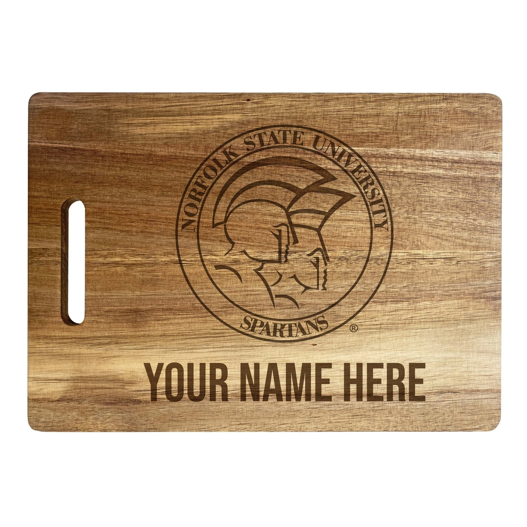 Norfolk State University Customizable Engraved Wooden Cutting Board 10" x 14" Acacia Wood Officially Licensed Collegiate Image 2