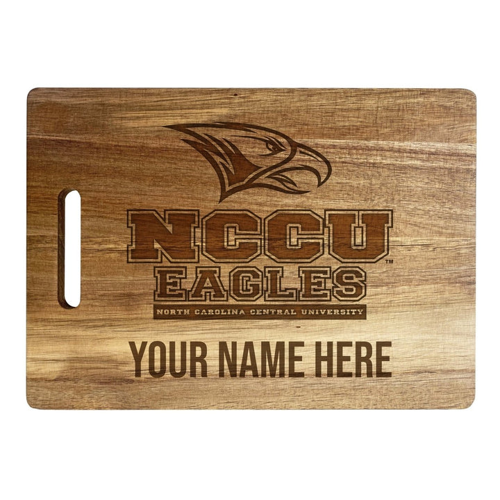 North Carolina Central Eagles Customizable Engraved Wooden Cutting Board 10" x 14" Acacia Wood Officially Licensed Image 1