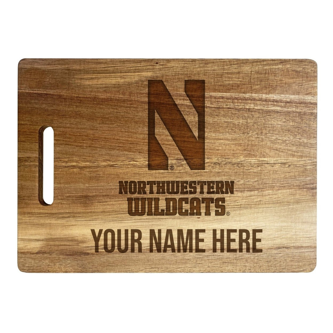 Northwestern University Wildcats Customizable Engraved Wooden Cutting Board 10" x 14" Acacia Wood Officially Licensed Image 2