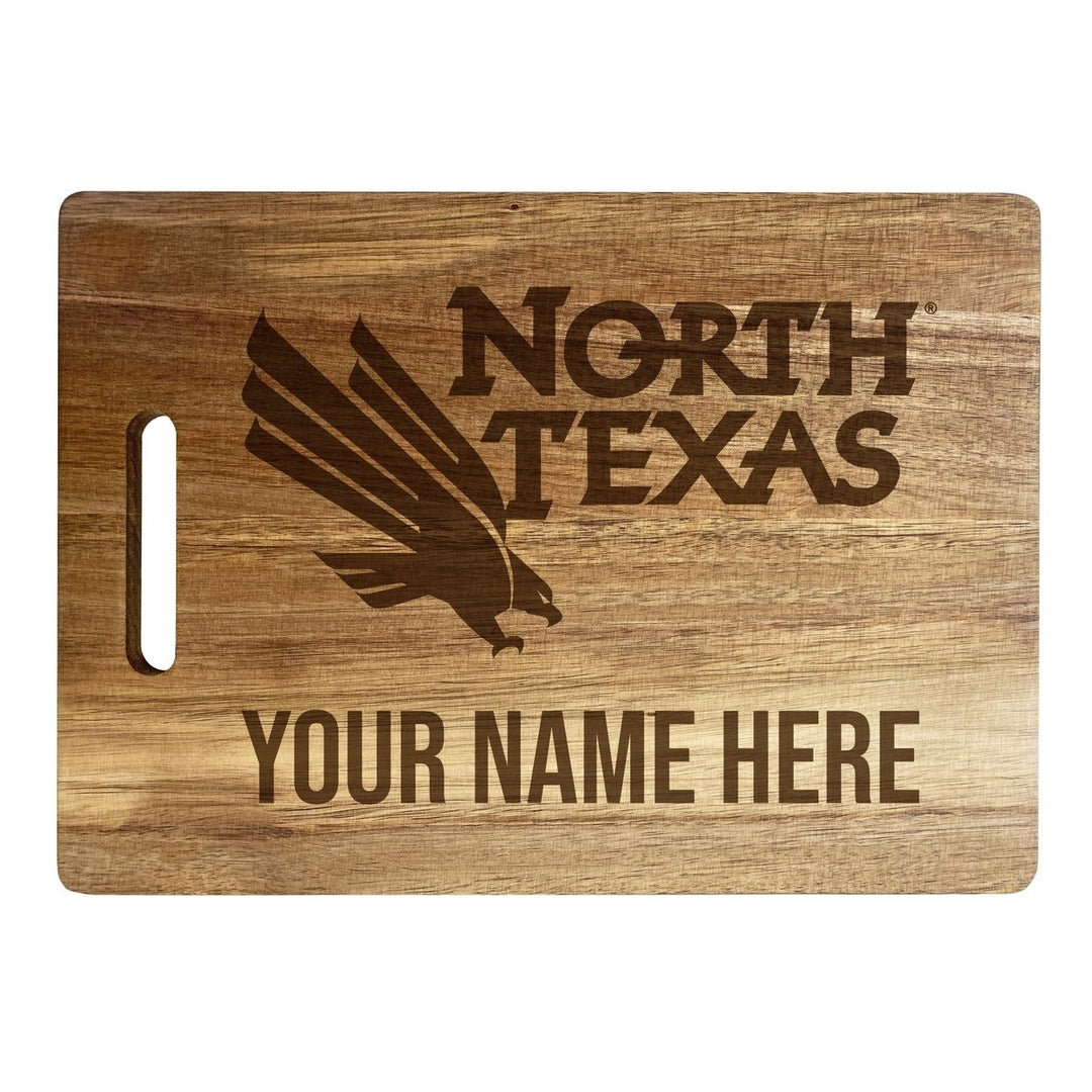 North Texas Customizable Engraved Wooden Cutting Board 10" x 14" Acacia Wood Officially Licensed Collegiate Product Image 2