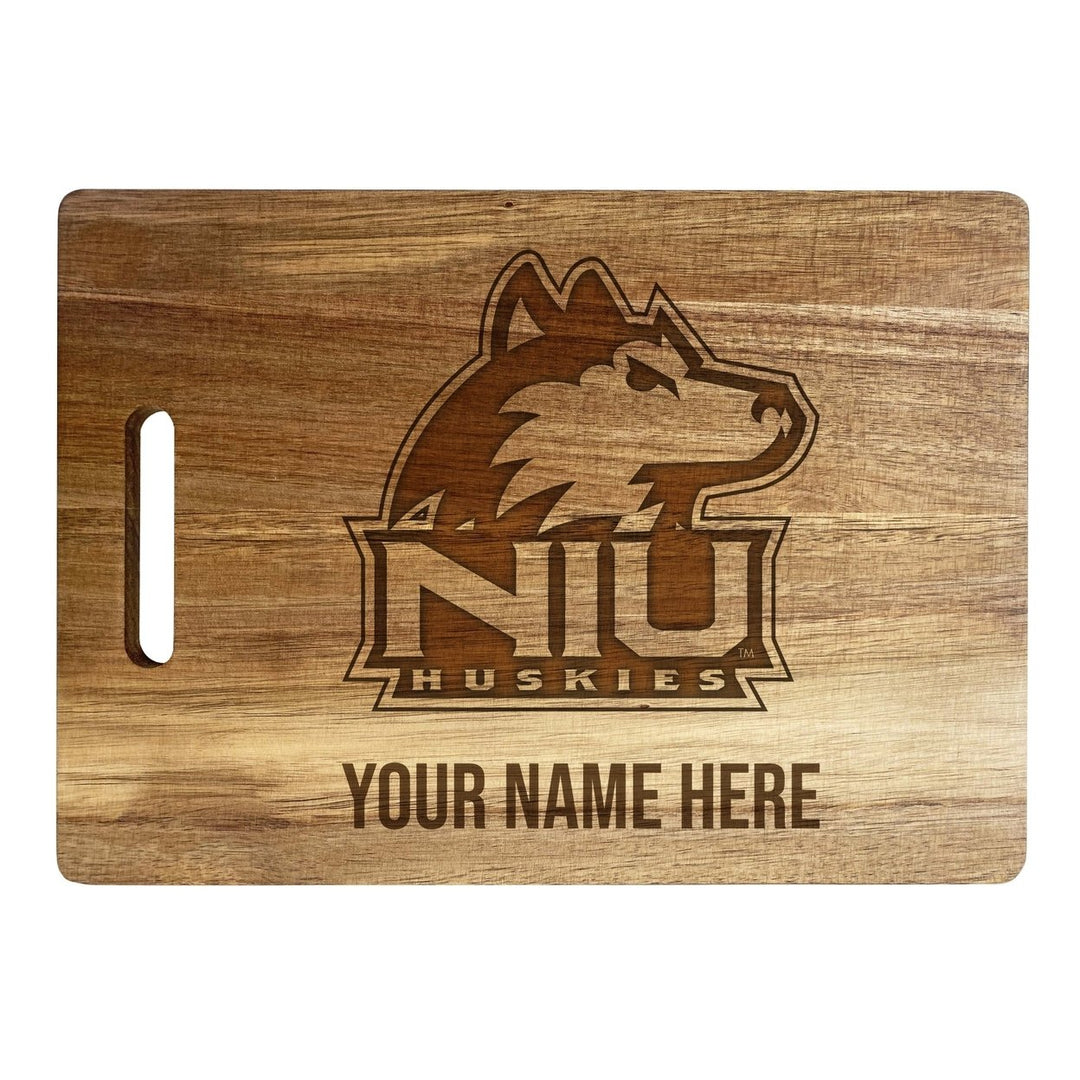 Northern Illinois Huskies Customizable Engraved Wooden Cutting Board 10" x 14" Acacia Wood Officially Licensed Image 1