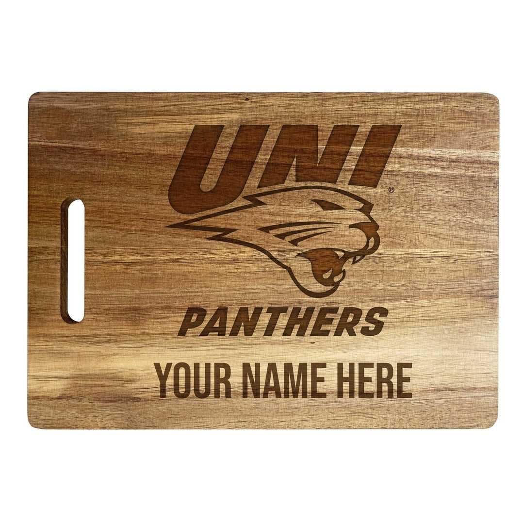 Northern Iowa Panthers Customizable Engraved Wooden Cutting Board 10" x 14" Acacia Wood Officially Licensed Collegiate Image 2