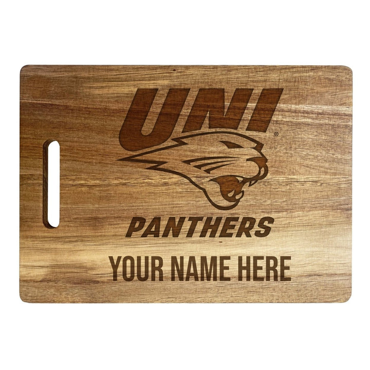 Northern Iowa Panthers Customizable Engraved Wooden Cutting Board 10" x 14" Acacia Wood Officially Licensed Collegiate Image 1