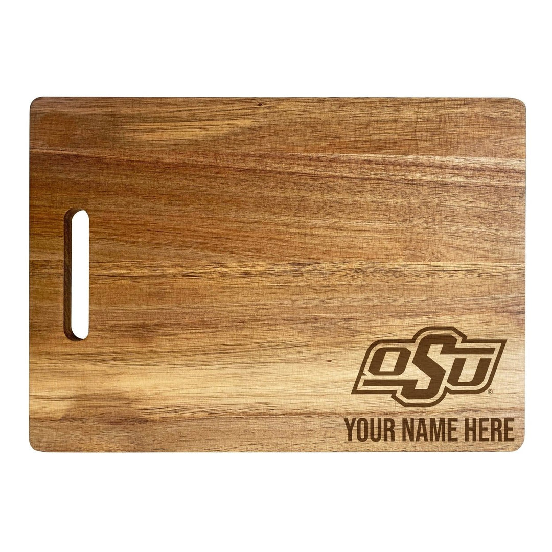 Oklahoma State Cowboys Customizable Engraved Wooden Cutting Board 10" x 14" Acacia Wood Officially Licensed Collegiate Image 1