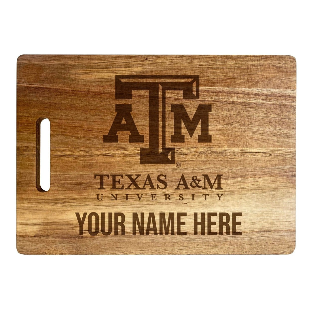 Texas AandM Aggies Customizable Engraved Wooden Cutting Board 10" x 14" Acacia Wood Officially Licensed Collegiate Image 2