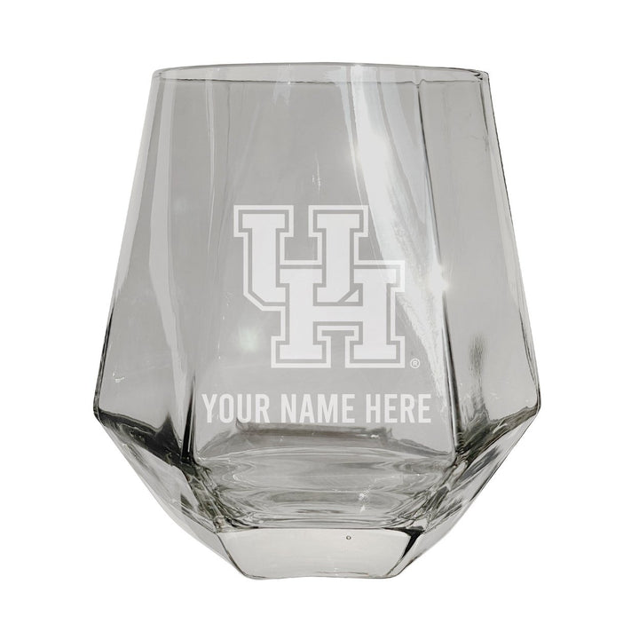 University of Houston Customizable Stemless Diamond Wine Glass Engraved 10 oz Officially Licensed Collegiate Product Image 1