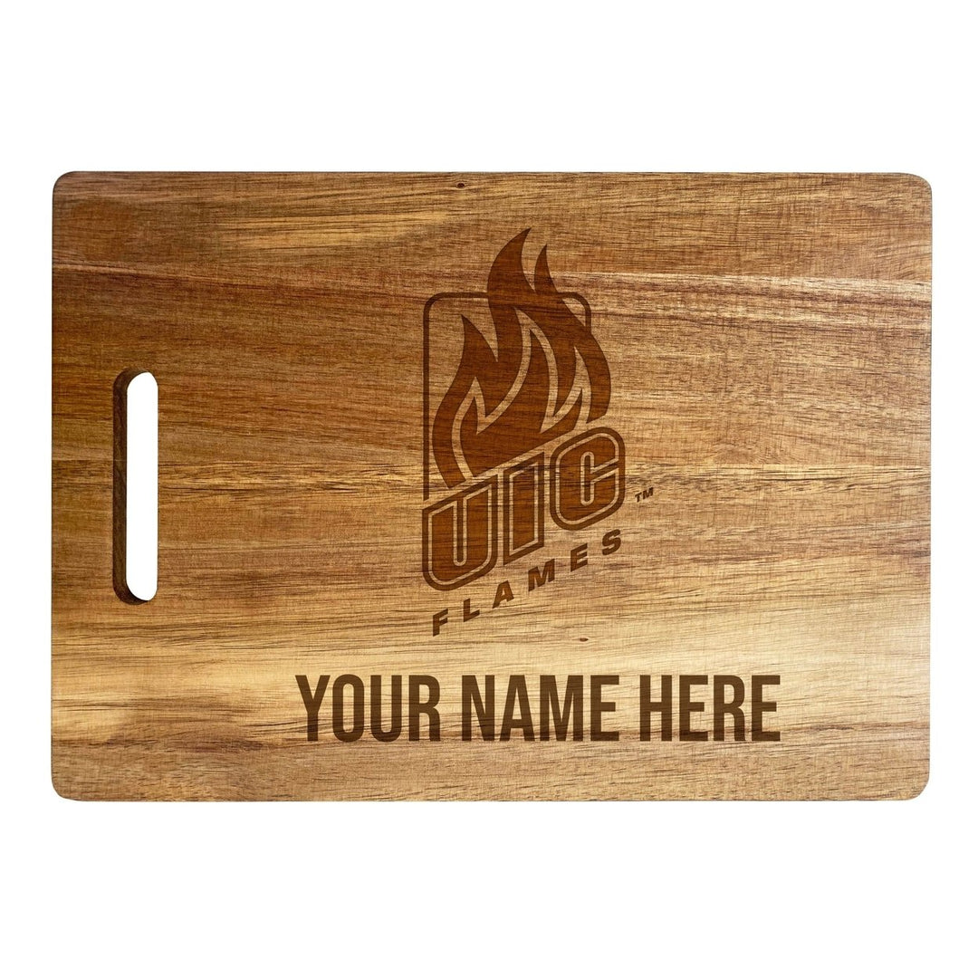 University of Illinois at Chicago Customizable Engraved Wooden Cutting Board 10" x 14" Acacia Wood Officially Licensed Image 2